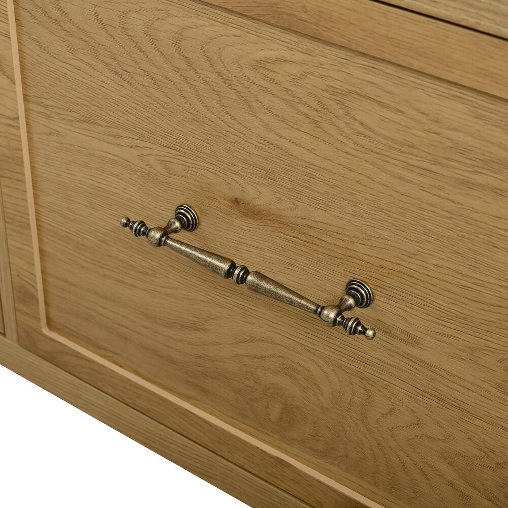 GigaCloud Wooden Hall Tree with Arched Design and Drawers in Natural and Oak, , large