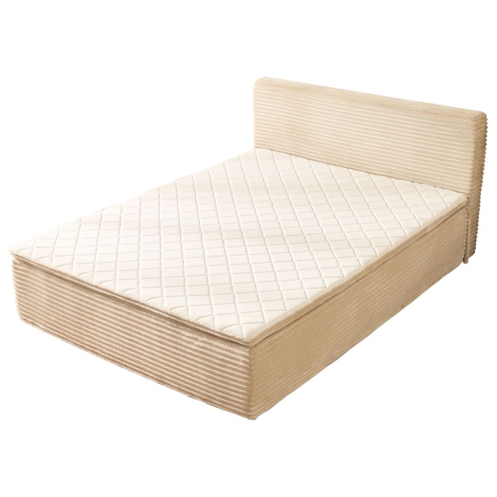 HOMLUX Plush Queen Mattress with Beige Headboard, , large