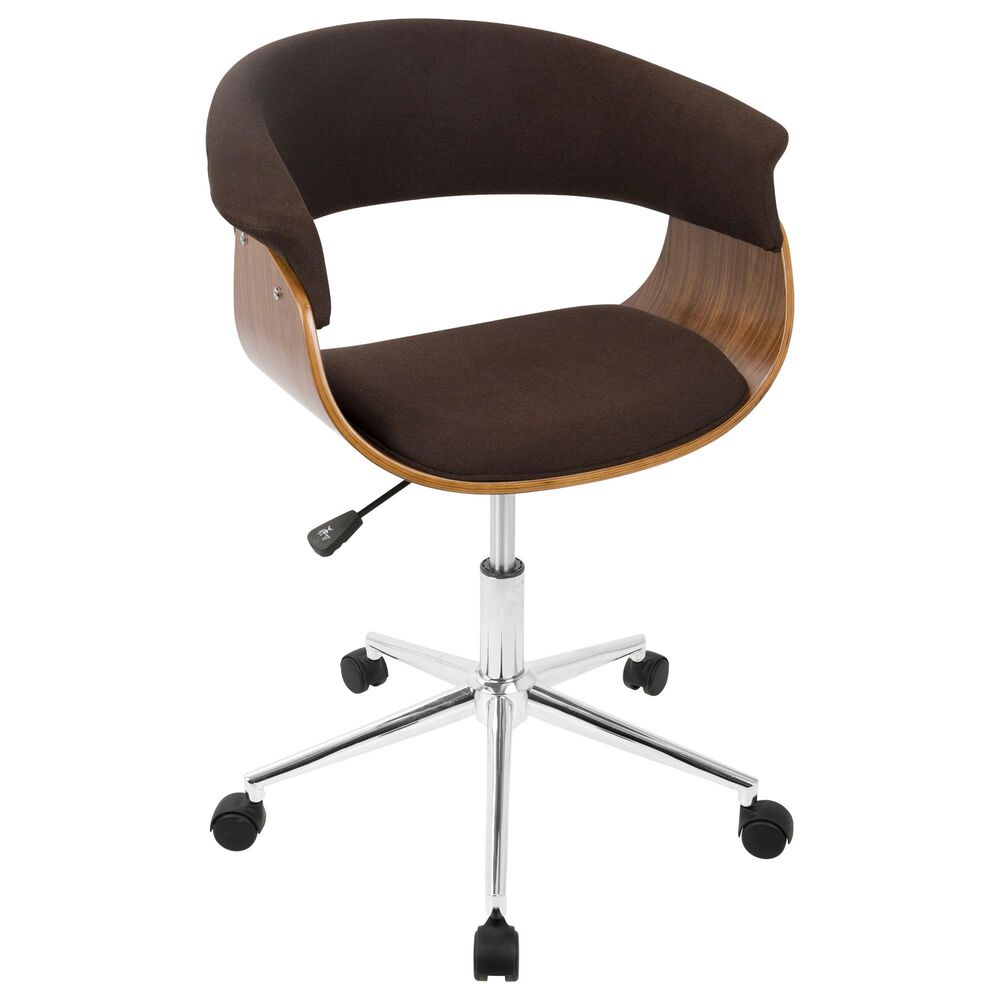 Lumisource Vintage Mod Office CHair in Espresso/Walnut/Chrome, , large
