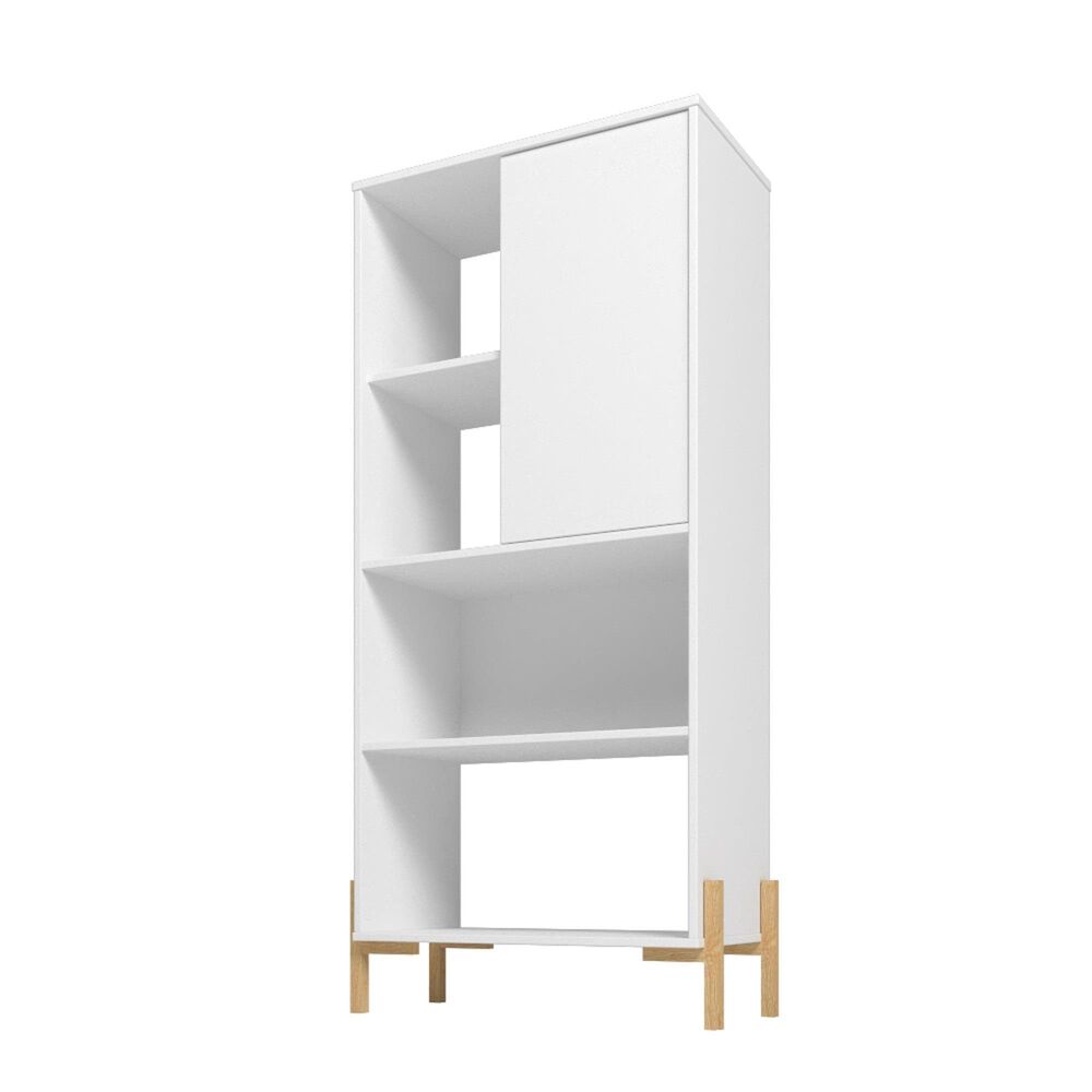 Dayton Bowery 5-Shelf Bookcase in White/Oak, , large
