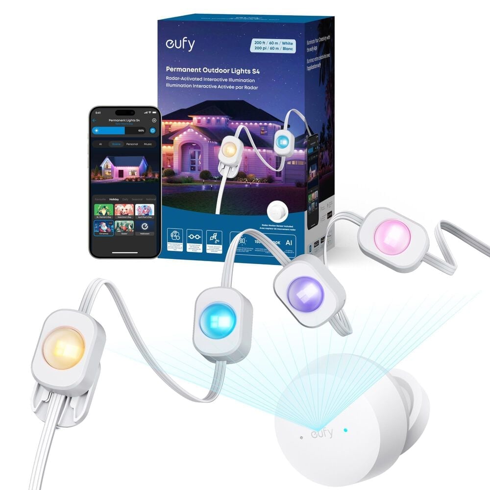 eufy S4 100ft Permanent Outdoor Light Kit in White, , large