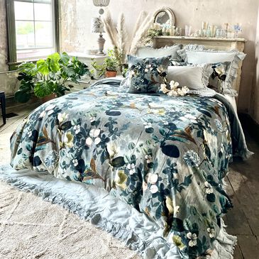 Patina Vie Bespoke Sapphire in Bloom Velvet 3-Piece King Duvet Set in Teal and Grey, , large