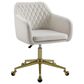 Linon Home Decor Imogen Quilted Office Chair with Off White Cushion in Gold, , large