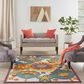 Nourison Aloha 3"6" x 5"6" Bright Blue, Neutral Ivory, Yellow and Red Indoor/Outdoor Area Rug, , large