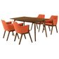Armen Living Westmont and Renzo 5-Piece Dining Set with Orange Cushion in Walnut, , large