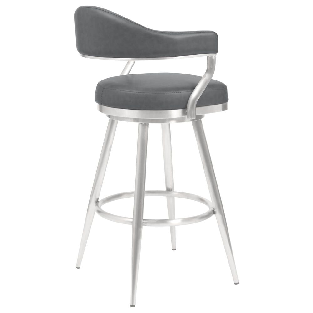 Blue River Amador 26&quot; Counter Stool with Vintage Gray Cushion in Brushed Stainless Steel, , large