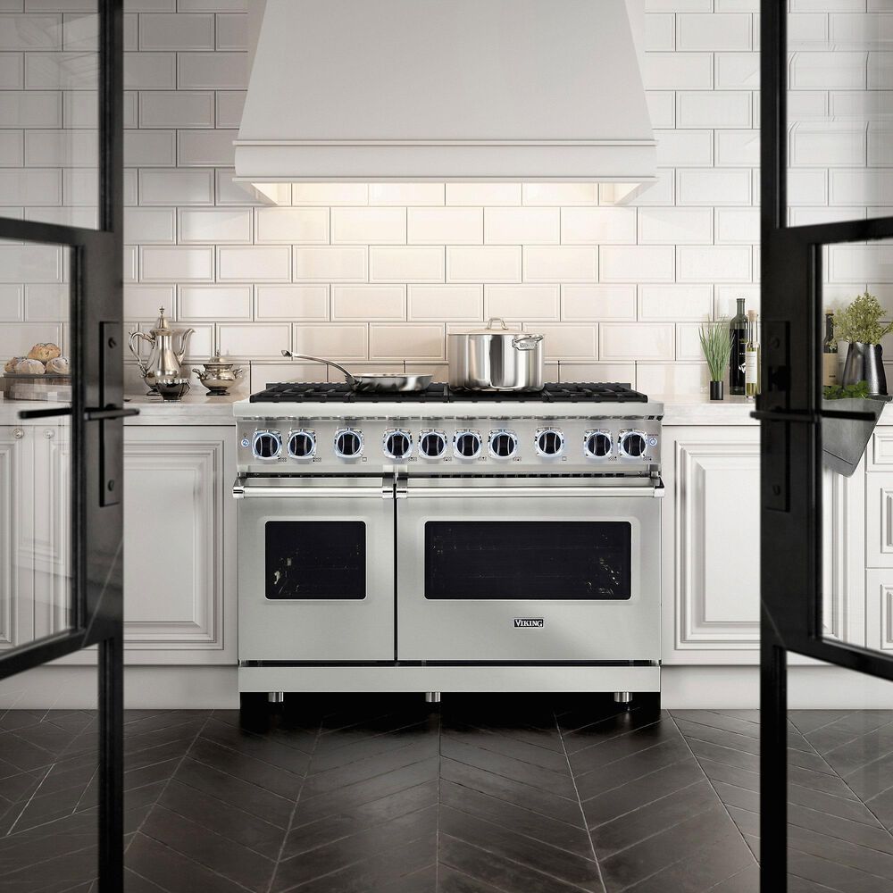 Viking Range 48&quot; Freestanding Dual Fuel Range with 8 Burners in Stainless Steel, , large