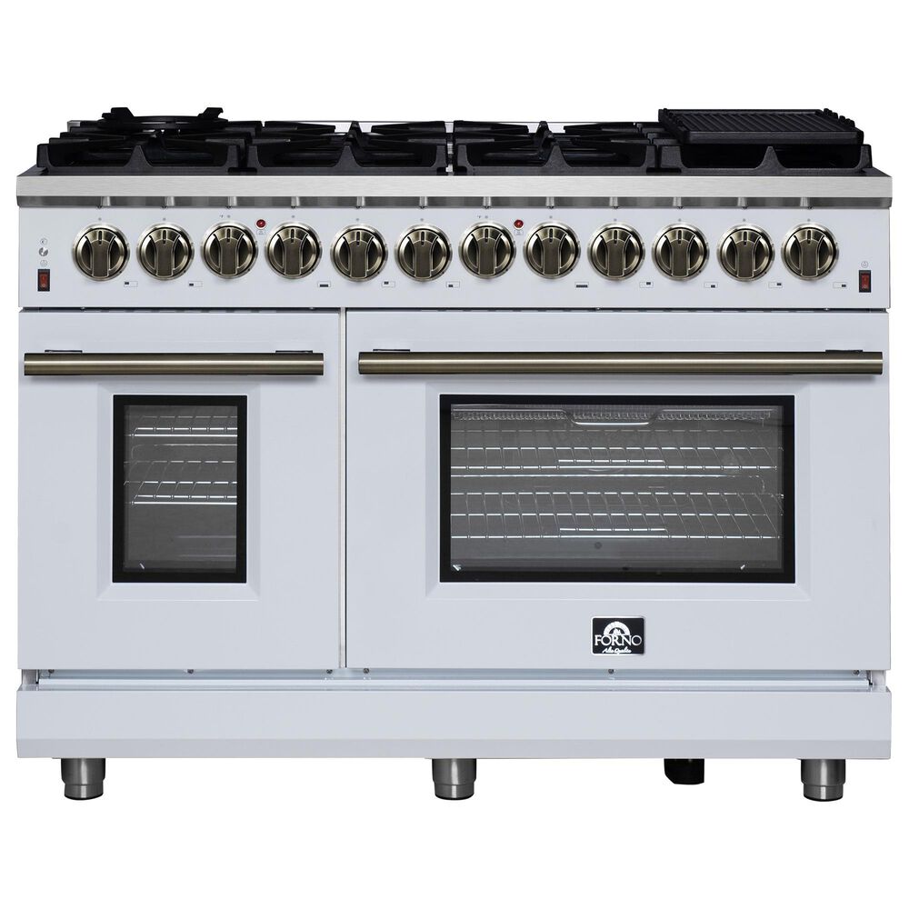 Forno Massimo 48" Freestanding Dual Fuel Range in White, , large