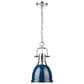 Golden Lighting Duncan 1-Light Small Pendant with Chain and Matte Navy Shade in Chrome, , large