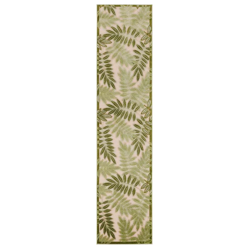 Nourison Aloha ALH18 2"3" x 8" Ivory and Green Indoor/Outdoor Runner, , large