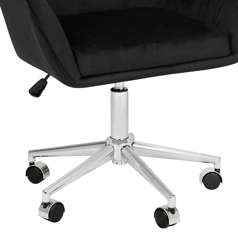 Impressions Vanity Kelly Swivel Vanity Chair with Black Cushion in Matte Silver, , large