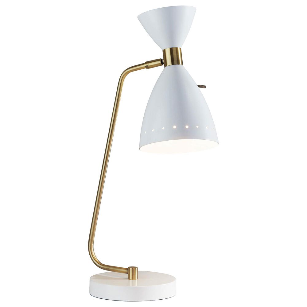 Adesso Oscar Desk Lamp in White and Antique Brass, , large