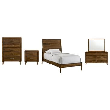 Mayberry Hill Malibu 5 Piece Twin Bed Set in Distressed Walnut , , large