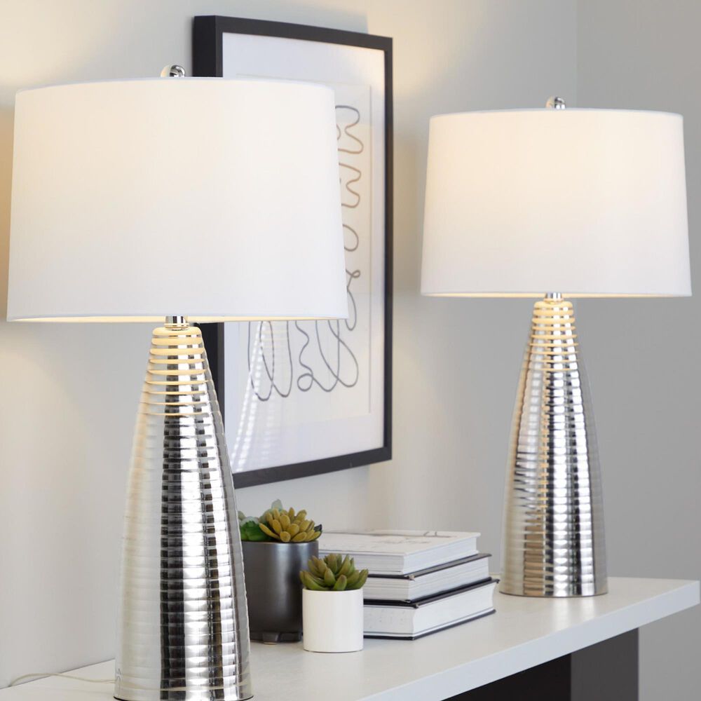 Grandview Gallery Maya 27&quot; Metal Table Lamp in Polished Nickel, , large