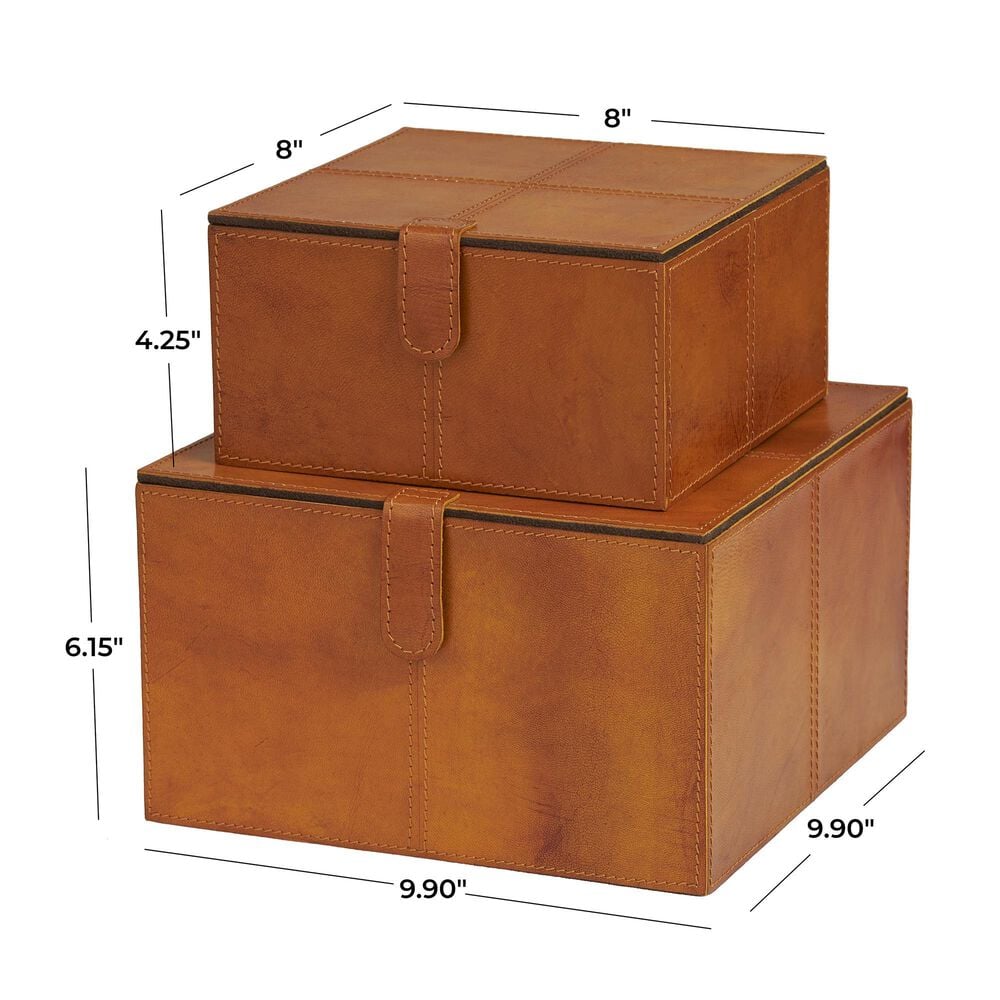 Maple and Jade 9.9&quot; 2-Piece Handmade Storage Decorative Box Set in Brown, , large