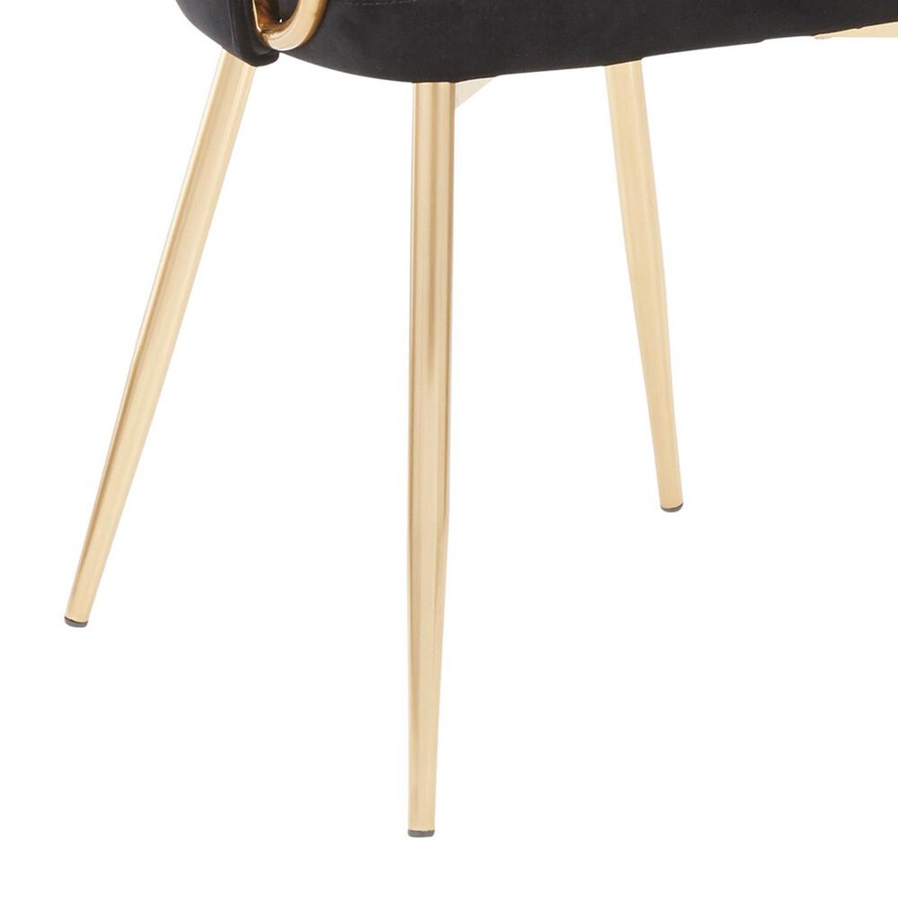 LumiSource Claire Arm Chair with Black Velvet Cushion in Gold (Set of 2), , large