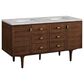 James Martin Vanities Amberly 60" Double Bathroom Vanity in Mid-Century Walnut with 3 cm Eternal Jasmine Pearl Silestone Top, Rectangular Sinks and FreePower Wireless Charger, , large