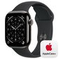 Apple Watch Series 11 (GPS+Cellular) 42mm Titanium Case with Black Sport Band - S/M in Slate and 2-Year AppleCare+, , large