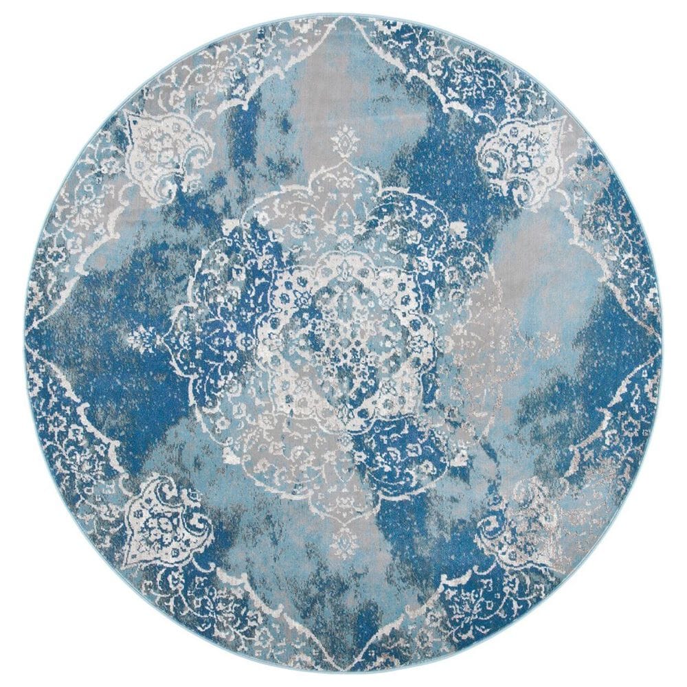 Safavieh Aria 6"6" Round Light Blue and Ivory Area Rug, , large