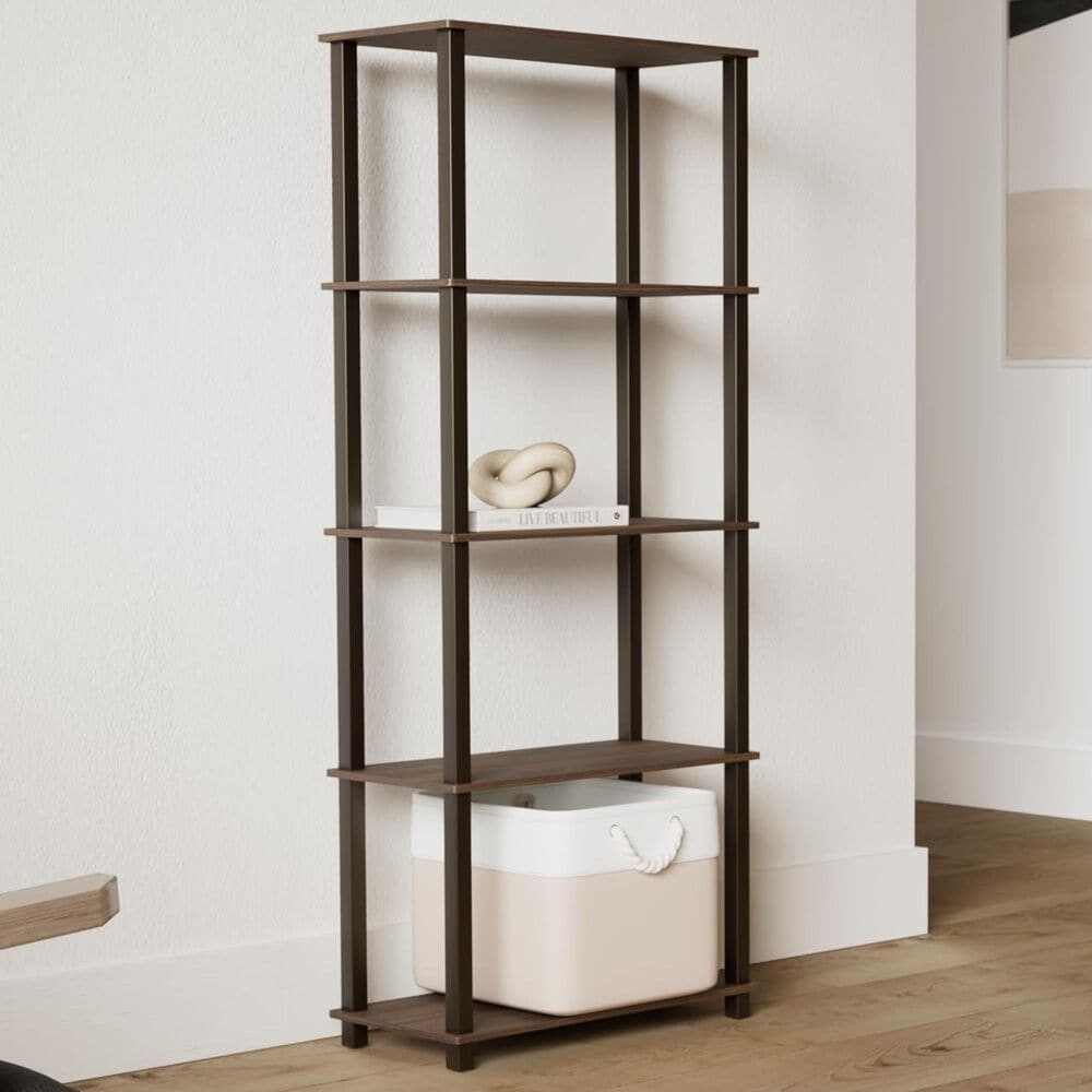 HOMLUX 5-Tier Display Rack in Walnut and Brown, , large
