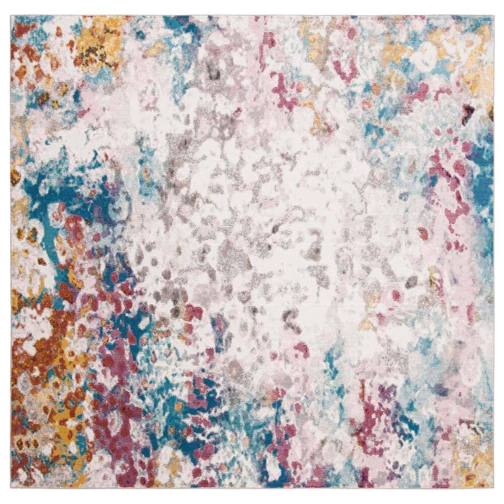 Safavieh Aria 6"6" Square Cream and Dark Teal Area Rug, , large
