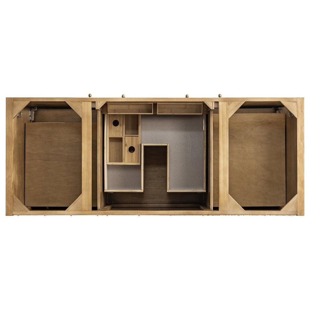 James Martin Vanities Hudson 60&quot; Single Bathroom Vanity in Light Natural Oak with 3 cm White Zeus Quartz Top and Rectangular Sink, , large