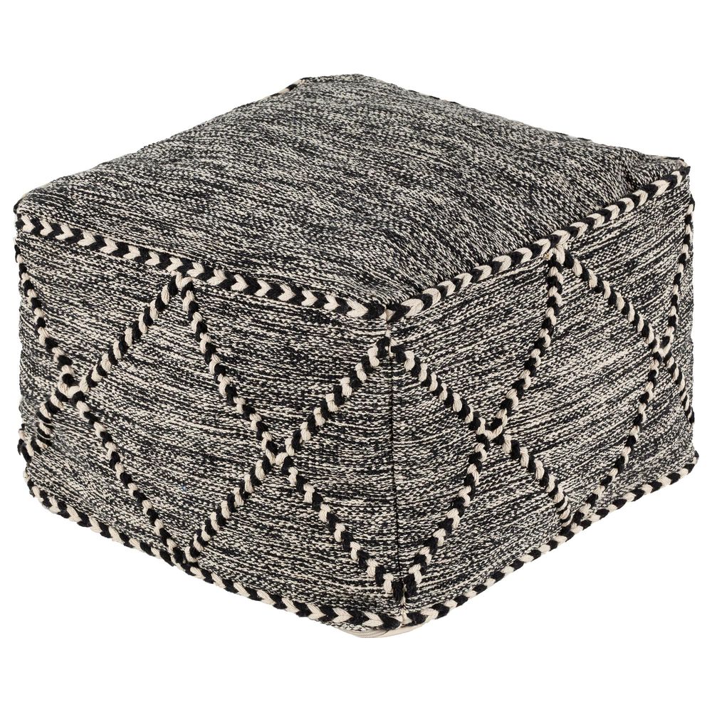 Surya Inc Zanafi Pouf in Black/Cream, , large