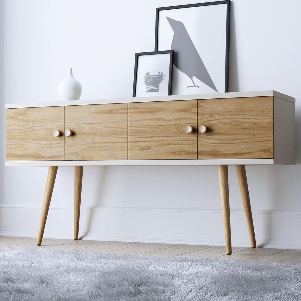Dayton Theodore 60" Sideboard in Off White/Cinnamon, , large