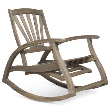 Hearth and Haven Sunview Outdoor Rocking Chair with Retractable Footrest in Grey, , large