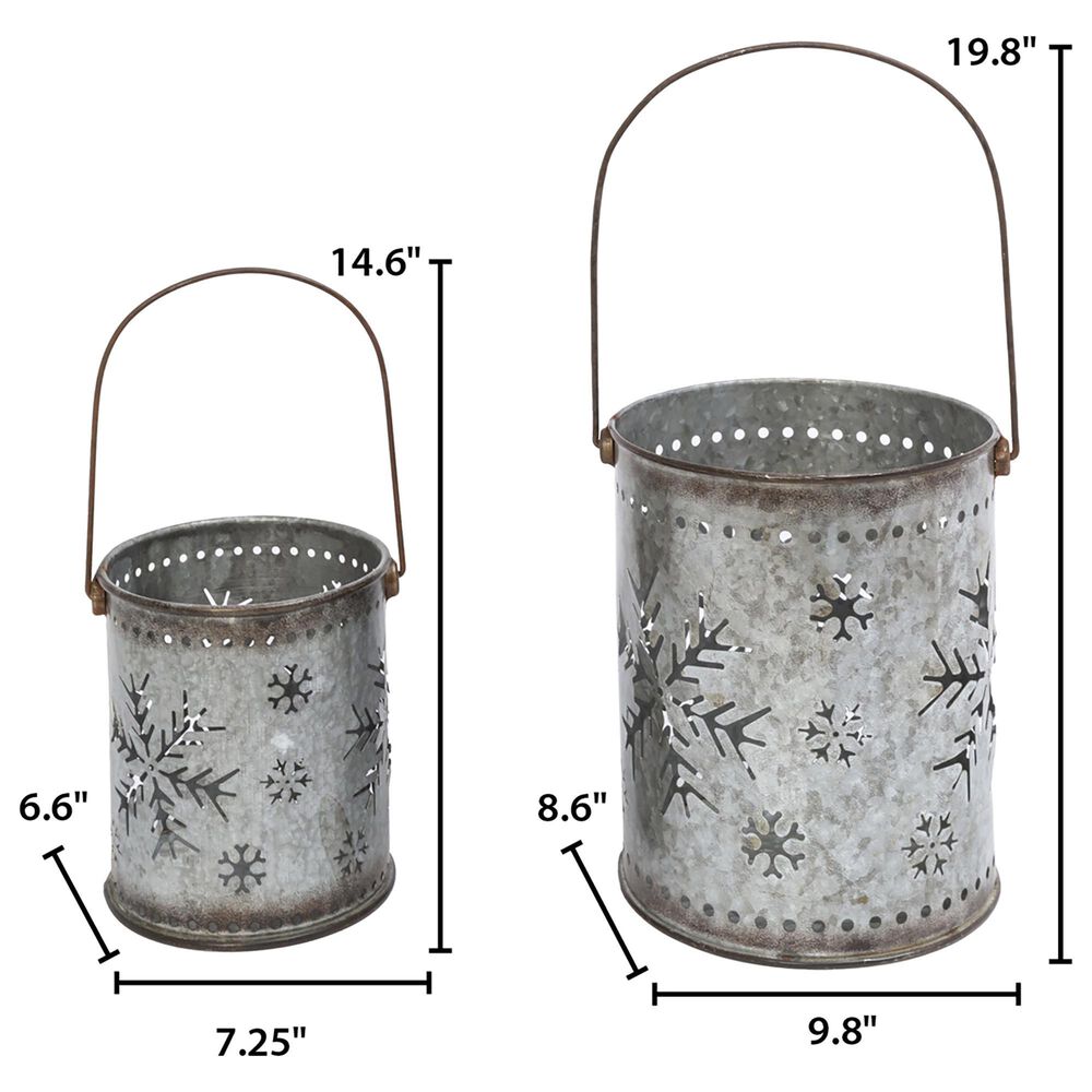 The Gerson Company Assorted Snowflake Luminary Candle Canister in Silver &#40;Set of 2&#41;, , large