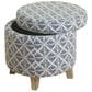 Kinfine Upholstered Ottoman in Blue and White, , large