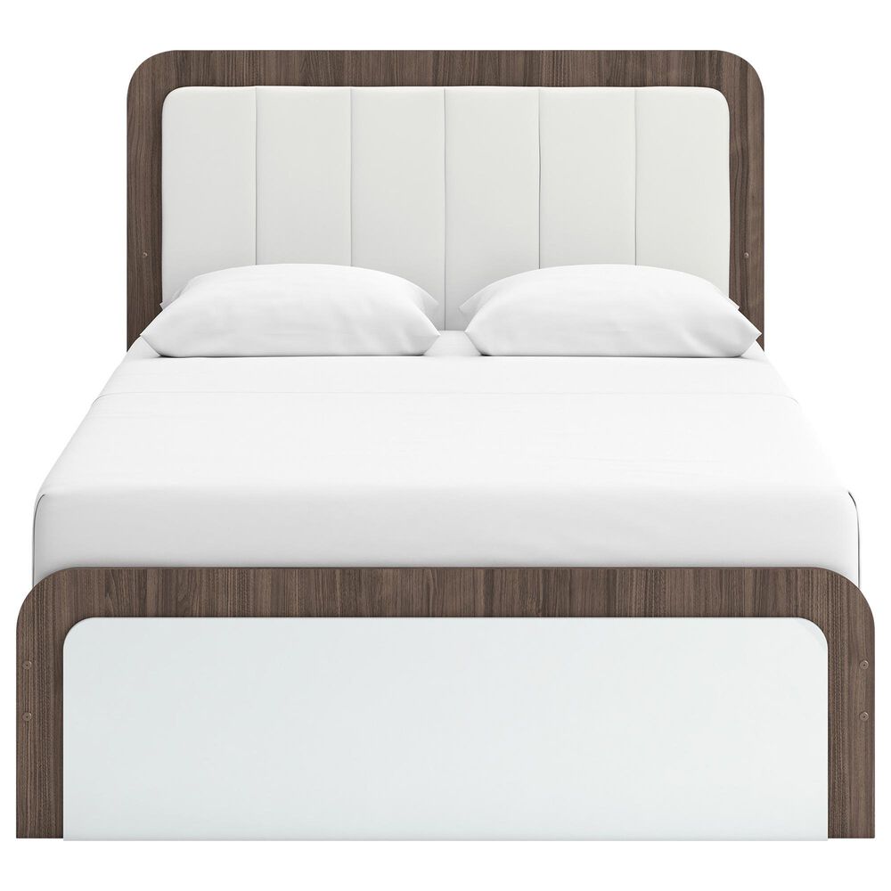 Ashley Kendanport Queen Upholstered Bed with Dresser and Nightstand in Brown and White, , large