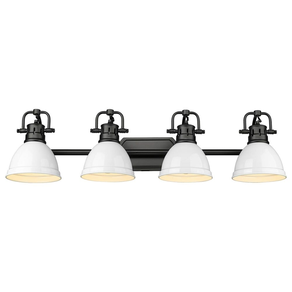 Golden Lighting Duncan 4-Light Vanity Light with White Shade in Matte Black, , large