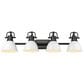 Golden Lighting Duncan 4-Light Vanity Light with White Shade in Matte Black, , large
