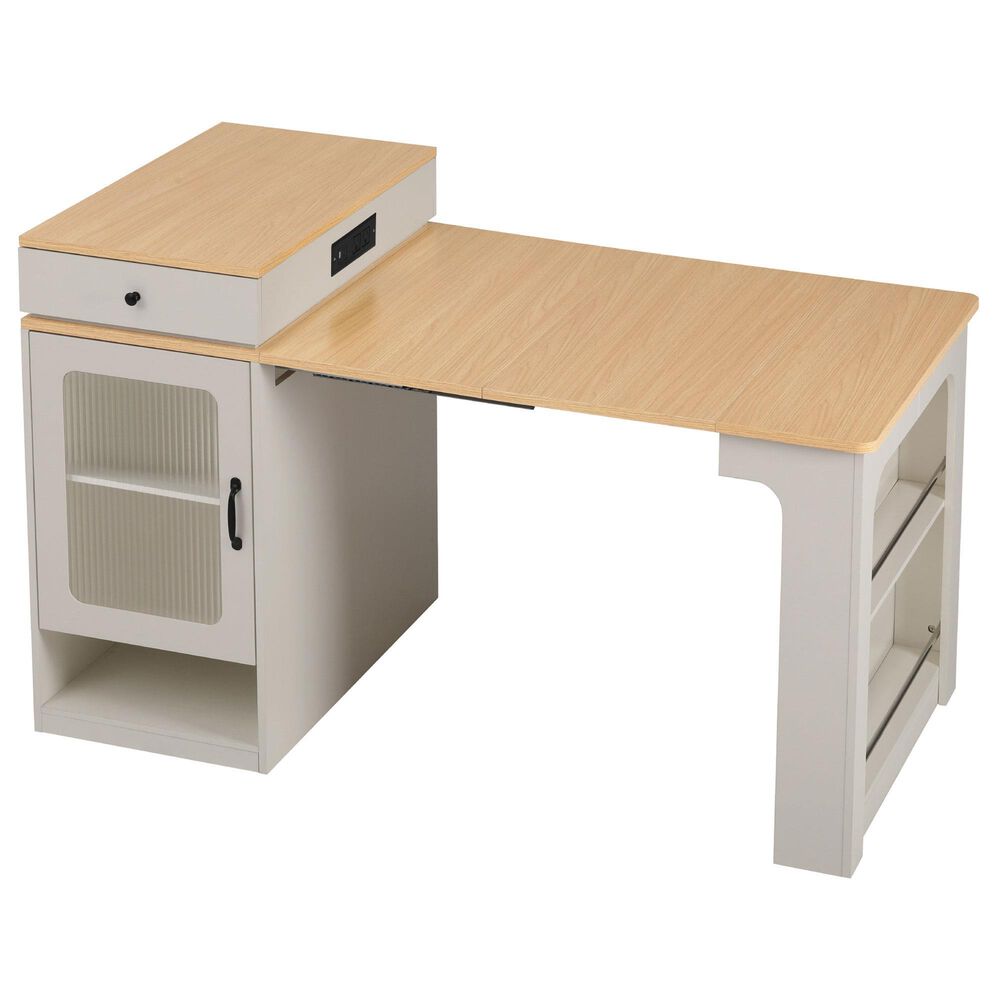 HOMLUX 60" Kitchen Island in White, , large