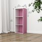 HOMLUX 3-Tier Bookcase with Decorative Open Shelves in White and Pink, , large