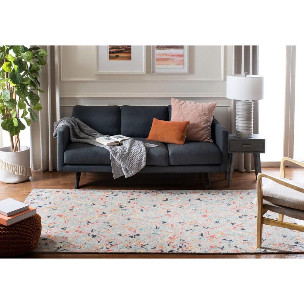 Safavieh Micro-Loop 5&#39; x 8&#39; Gray and Pink Area Rug, , large