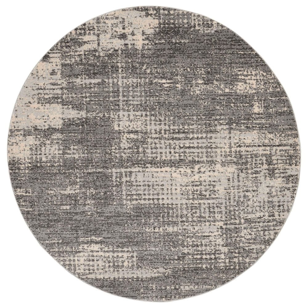 Nourison Rush CK953 6&#39; Round Grey and Beige Area Rug, , large