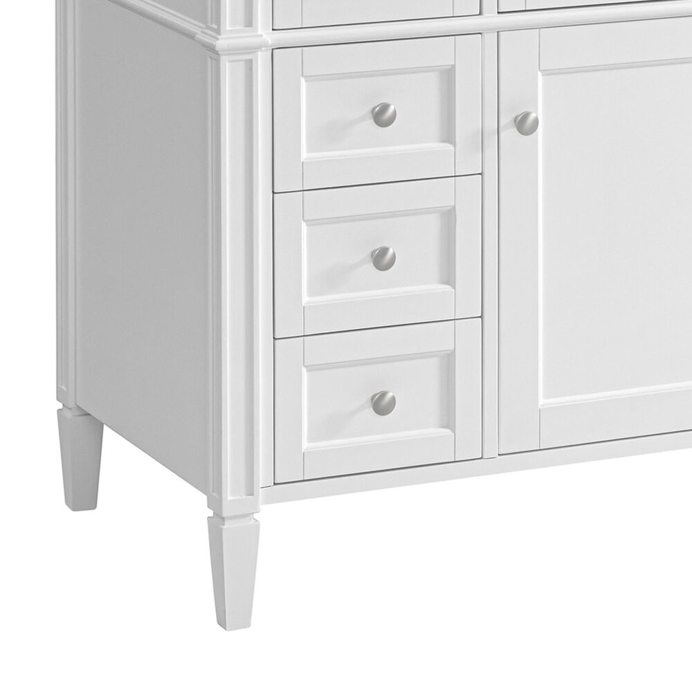 James Martin Brittany 84" Double Bathroom Vanity in Bright White with 3 cm Eternal Jasmine Pearl Top, Rectangular Sinks and FreePower Wireless Charger, , large