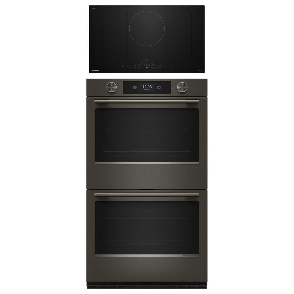 KitchenAid 2-Piece Kitchen Package with Black Ore 30" Smart Double Wall Oven and Black 36" Induction Cooktop, , large