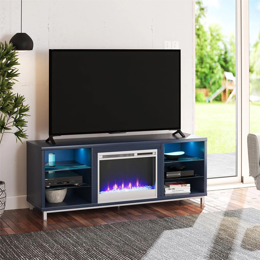 Ameriwood Home Lumina Deluxe Fireplace TV Stand in Navy, , large