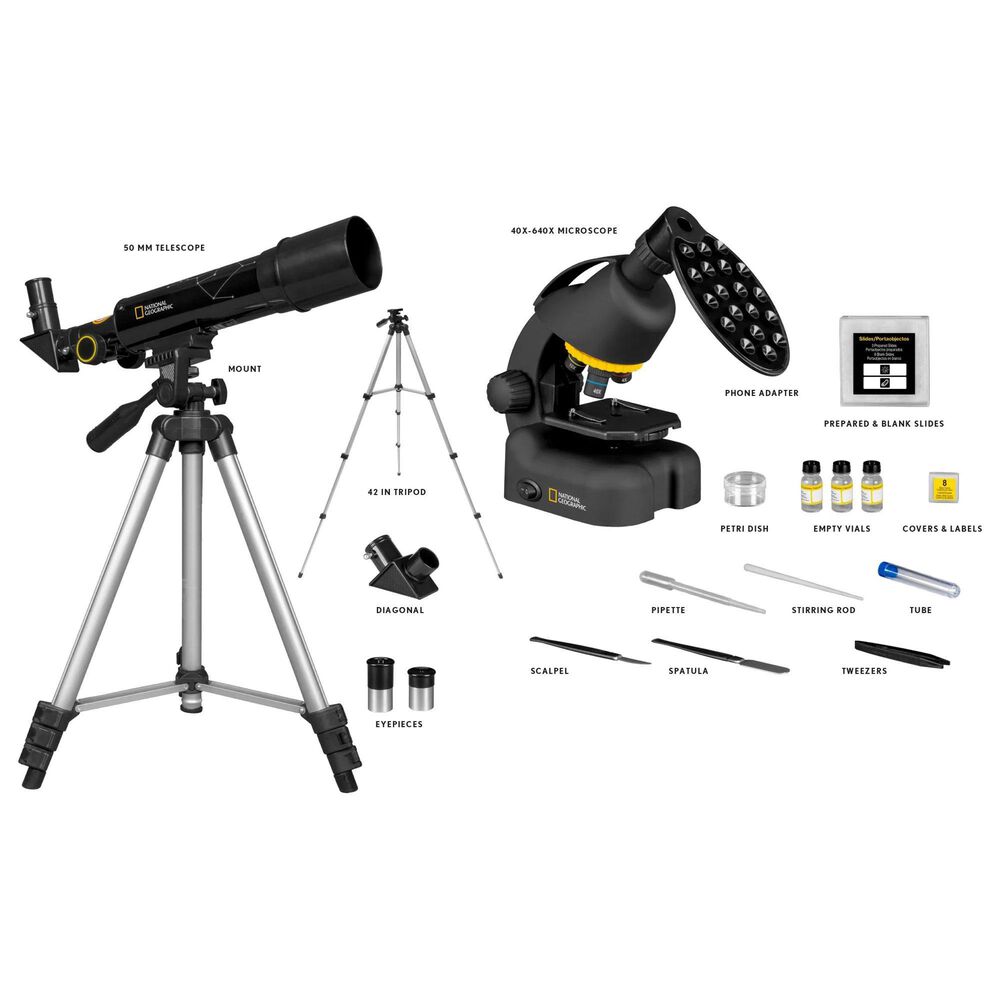 Explore Scientific 50mm Refractor Telescope and Microscope Set in Black, , large