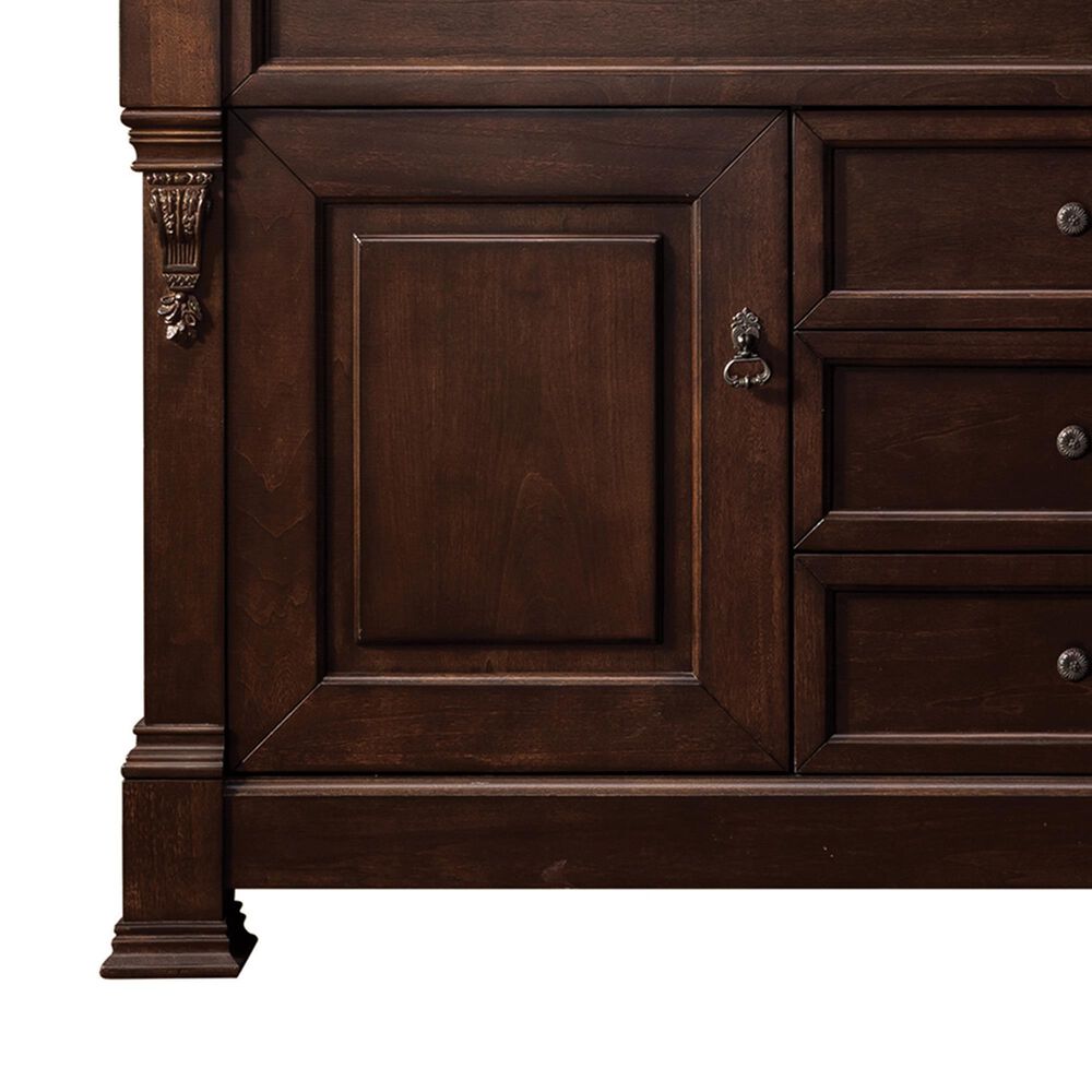 James Martin Vanities Brookfield 60&quot; Single Bathroom Vanity in Burnished Mahogany with 3 cm Lime Delight Quartz Top and Rectangular Sink, , large