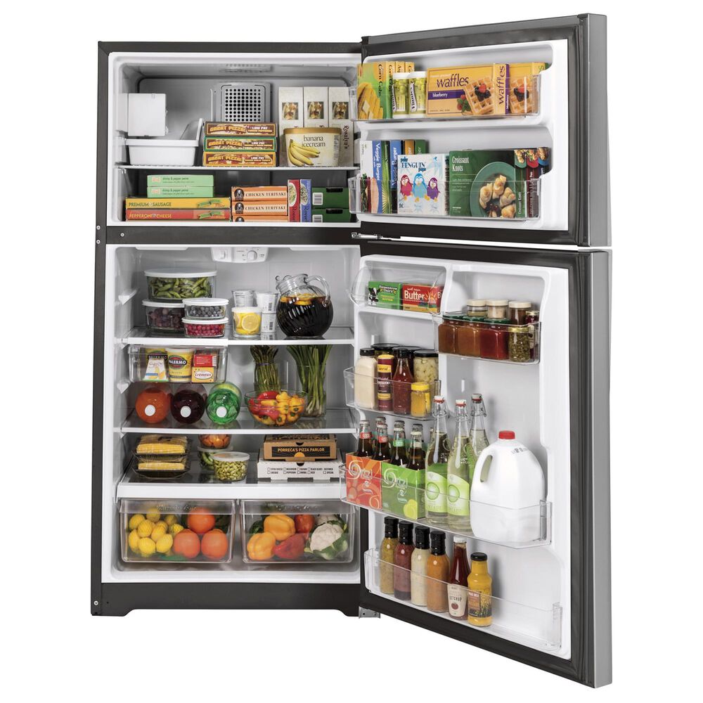 GE Appliances 19.2 Cu. Ft. Top Freezer Refrigerator in Stainless Steel, , large