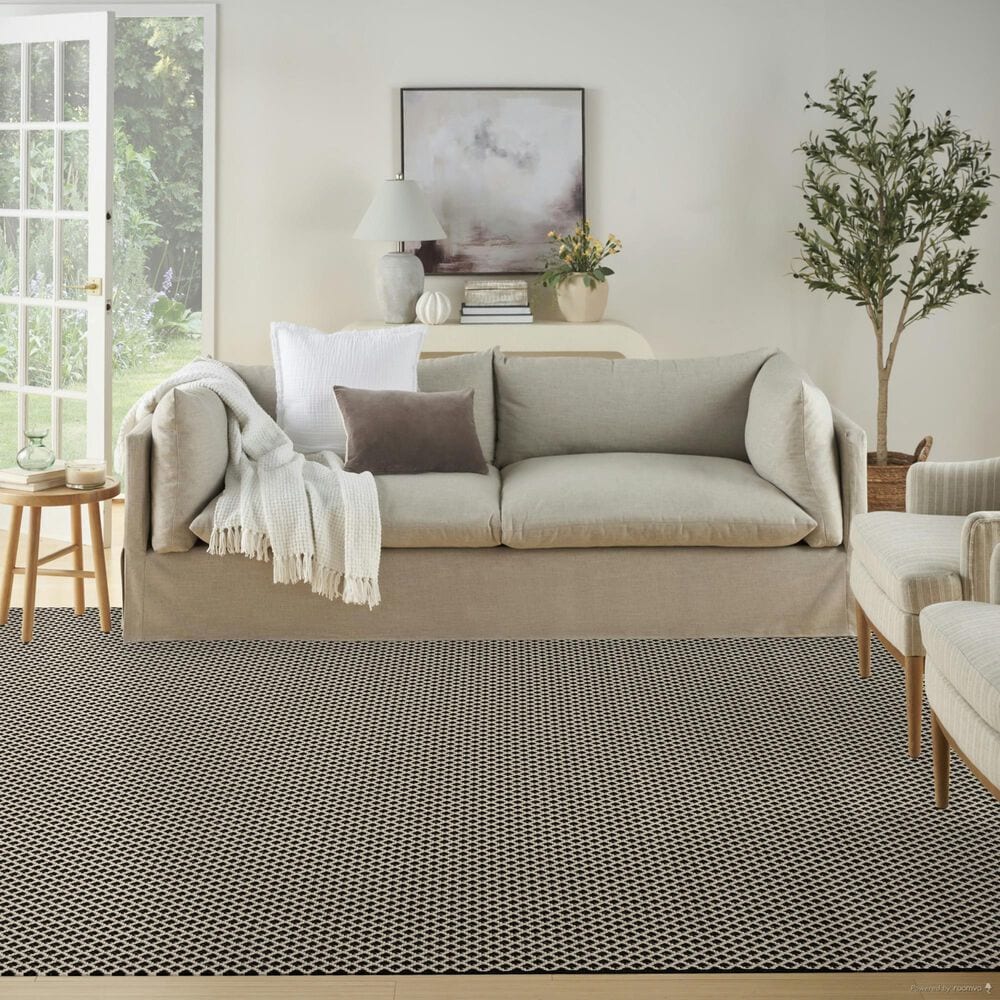Nourison Courtyard Black and White 8&#39; x 10&#39; Indoor/Outdoor Area Rug, , large