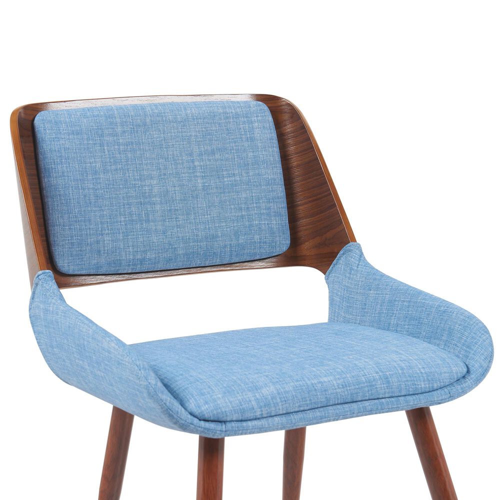 Armen Living Panda Side Chair with Blue Upholstery in Walnut, , large