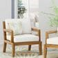 Hearth and Haven Outdoor Wood Club Chair with Beige Cushion in Teak, , large