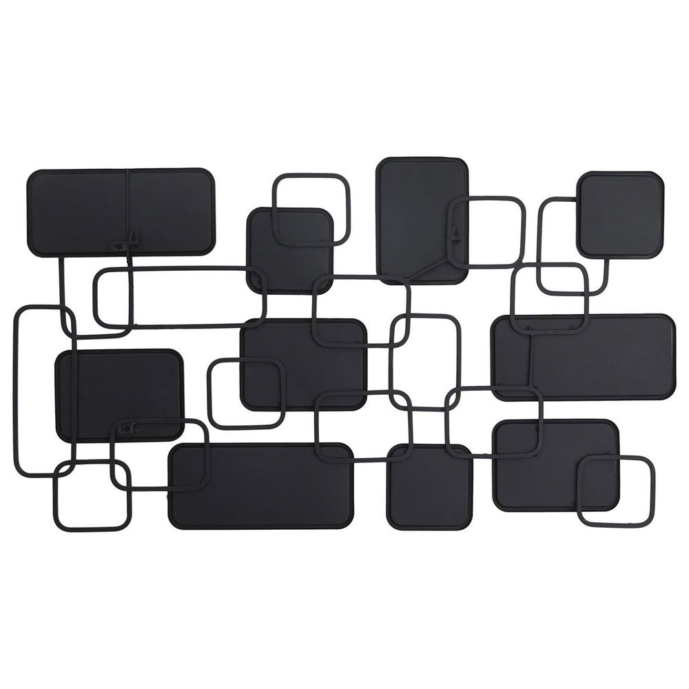 Maple and Jade 26&quot; x 45&quot; Metal Geometric Overlapping Rectangular Wall Mirror in Matte Black, , large