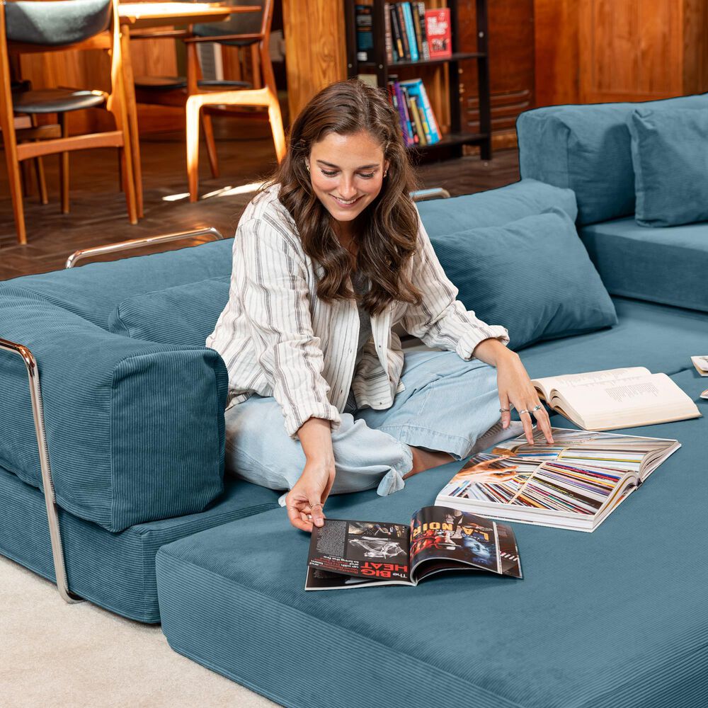 Jaxx Unsofa Stationary Sofa in Aqua Blue, , large