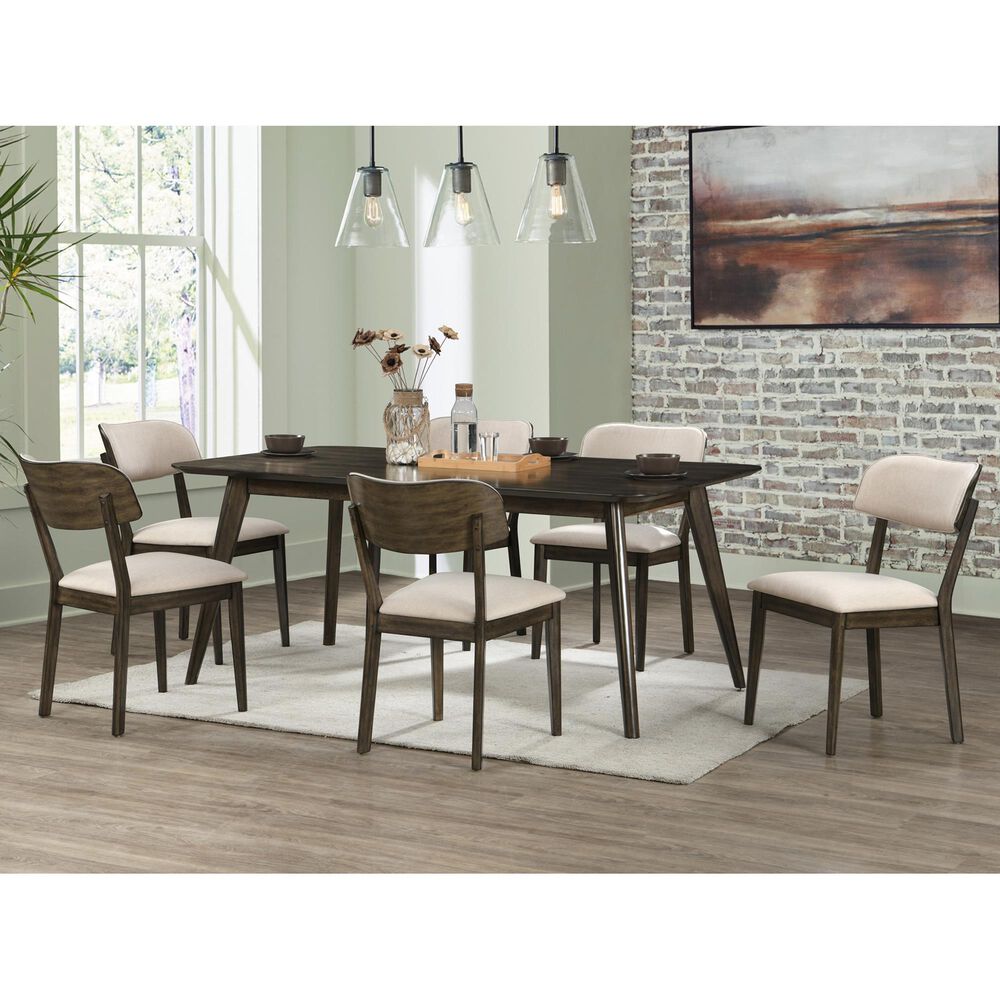 New Heritage Design Rex 7-Piece Rectangular Dining Set in Walnut Brown, , large